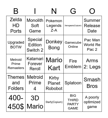 Switch 2 Lmao Bingo Card