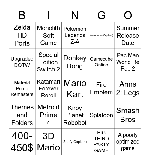 Switch 2 Lmao Bingo Card