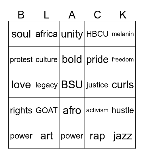 BSU'S BLACKOUT BINGO Card