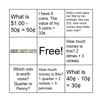 Money Bingo Card