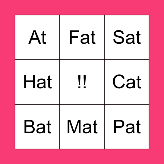 At words Bingo Card
