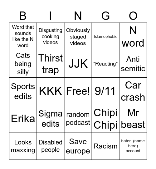 ig reels Bingo Card