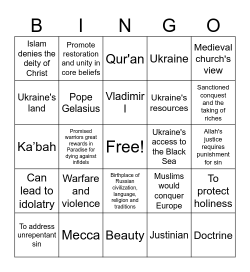 Ancient History - Criterion 9 Bingo Card