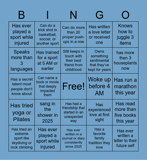 2025 Bingo Card
