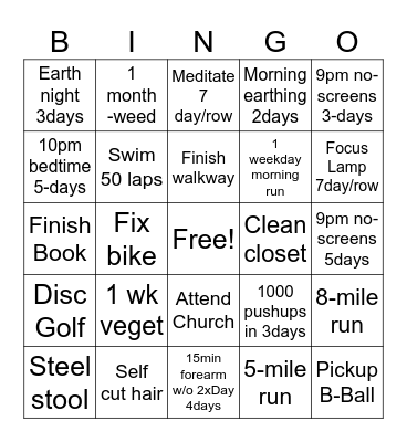 Resolution Bingo Card