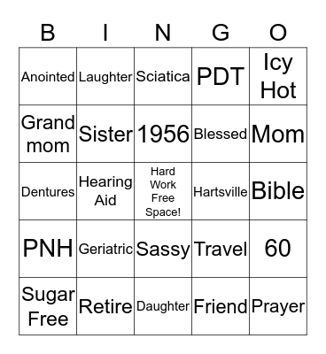 Arlene's 60th BINGO Card