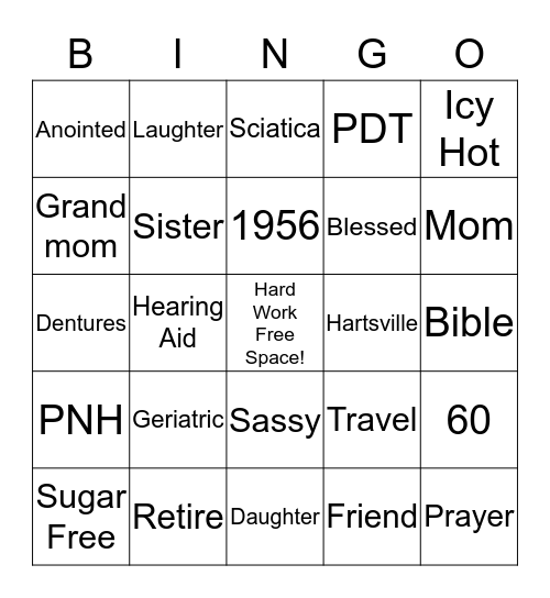 Arlene's 60th BINGO Card