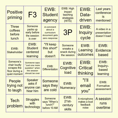 Kalianna Conference 2025 Bingo Card
