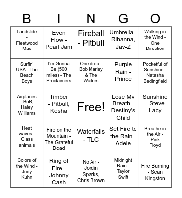 SINGO! Bingo Card