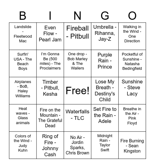 SINGO! Bingo Card