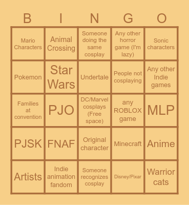 Wonder-Con Cosplays/People Bingo Card