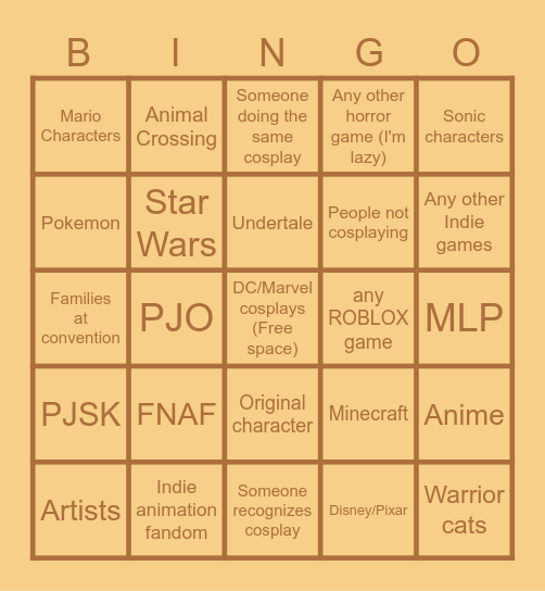 Wonder-Con Cosplays/People Bingo Card
