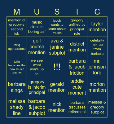 abbott elementary: "music class" predictions Bingo Card