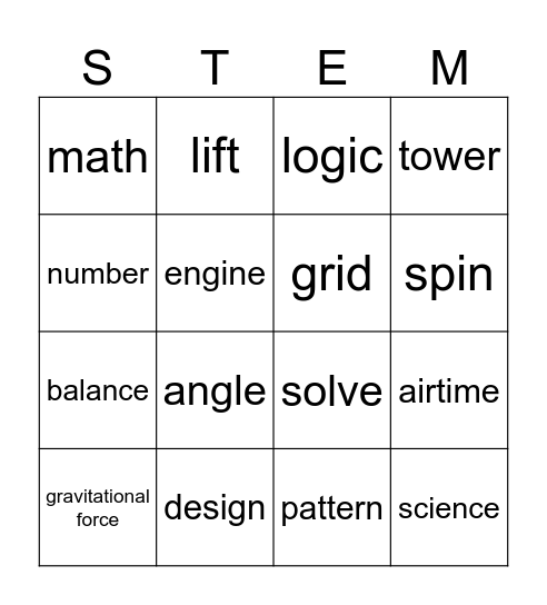 STEM Buzzword Bingo Card