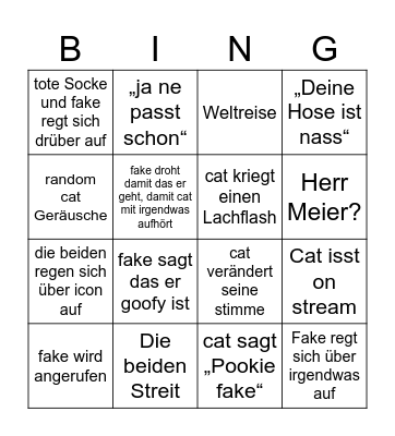 fake und cat Bingo Card