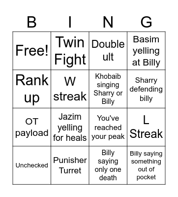 Marvel Rival Bingo Card