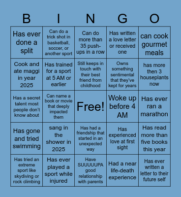 Your whole life Bingo Card