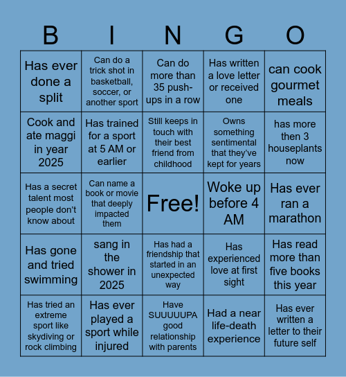 Your whole life Bingo Card