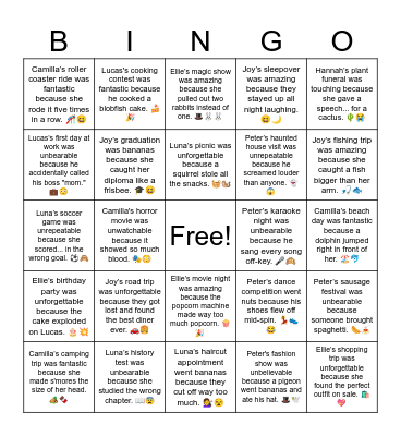 B15 U17 Ellie’s movie night was amazing Bingo Card