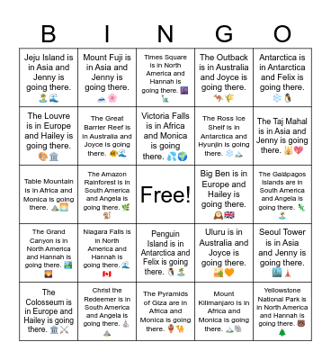 B11 U11 Seoul Tower is in Asia Bingo Card