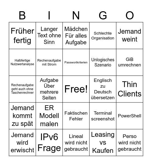 ihk ap1 bingo Card