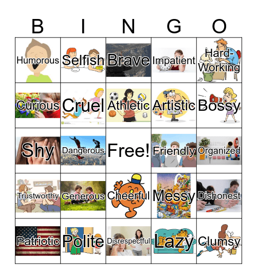 Character Trait Bingo Card