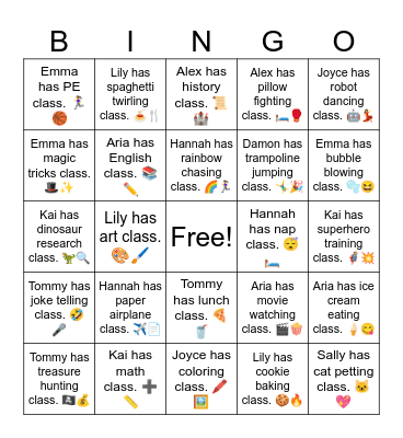 Aria has ice cream eating class. 🍦😋 Bingo Card