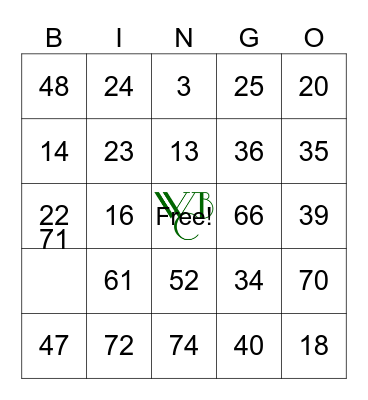 Wartburg Bowling Club Bingo Card