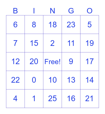 Addition and subrtaction Bingo Card