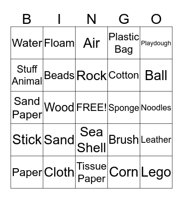 Sensory Touch BINGO Card