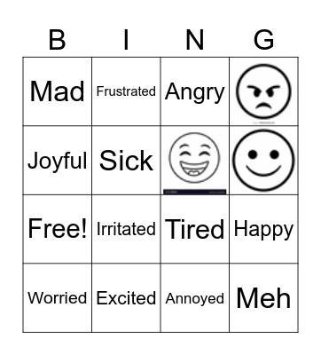 Feelings Bingo Card