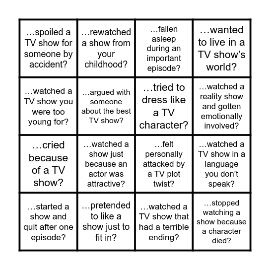Have you ever… Bingo Card