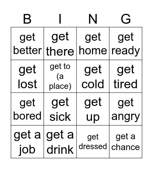 Expressions with get Bingo Card