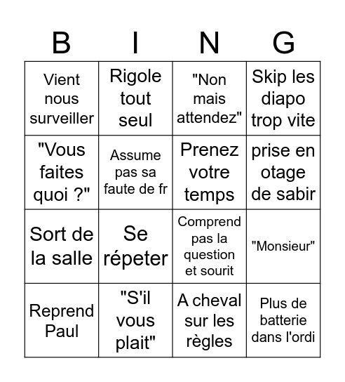 Bingo Ghanameh Bingo Card