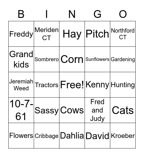 55th Wedding Anniversary Party Bingo Card