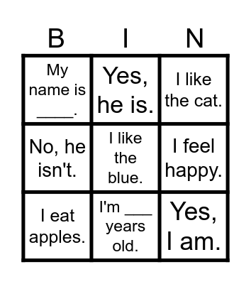 INFORMATION Bingo Card