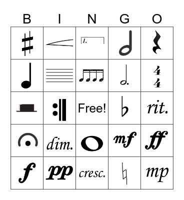 Bingo musical graphics Bingo Card