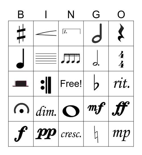 Bingo musical graphics Bingo Card