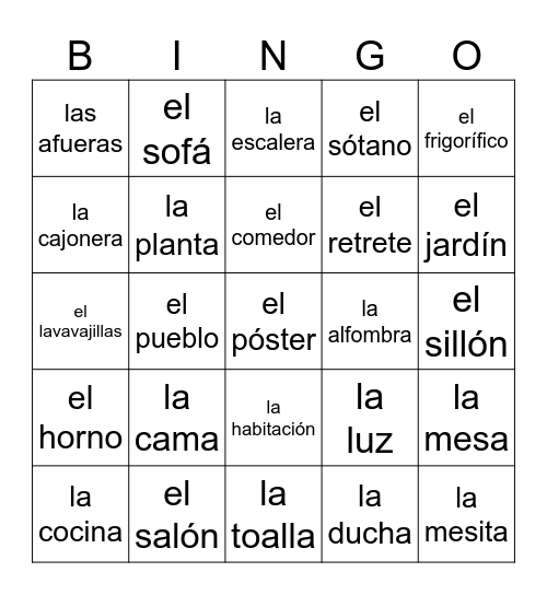 La vivienda Bingo Card