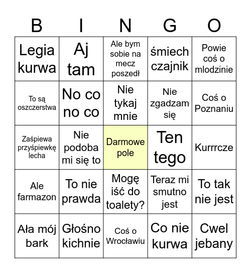 Jakub Stefański bingo Card