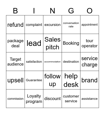 Vocational English terms Bingo Card