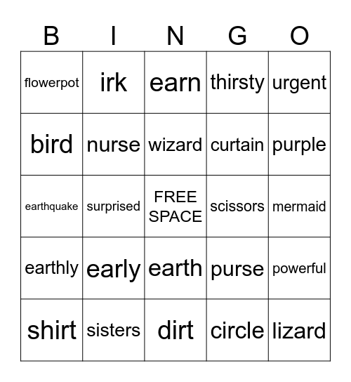 Articulation  /r/ BINGO Card