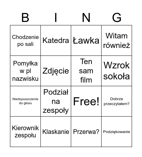 Mileniusz Bingo Card