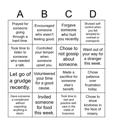 Fruit Salad Bingo Card
