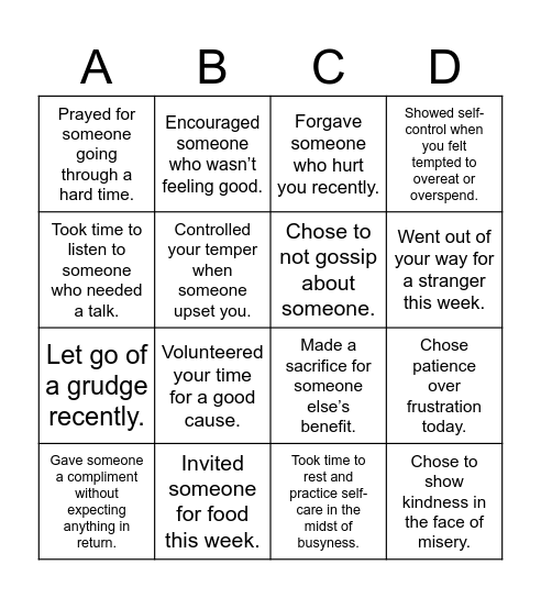 Fruit Salad Bingo Card