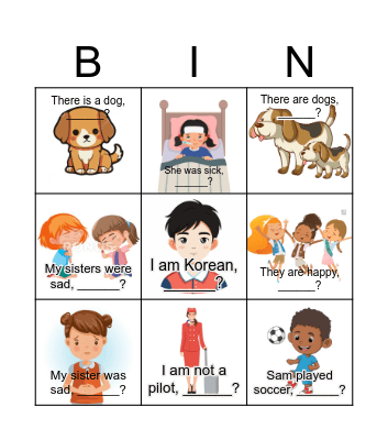 Tag Questions Bingo Card