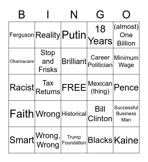 Let's Bicker #2 Bingo Card