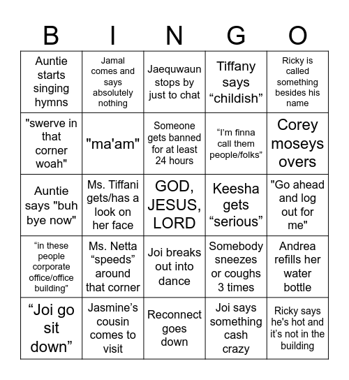 Fraud Up & Funny Up Bingo Card