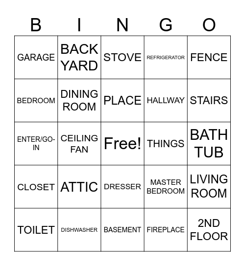 CP ASL 2 House and Home (Kitchen and More) Bingo Card