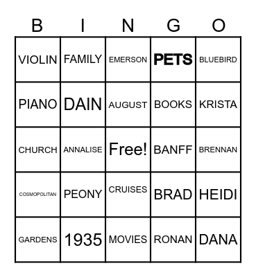 HAPPY 90TH Bingo Card